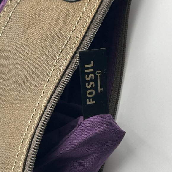 VTG FOSSIL Key-Per ZB4422 Quilted Floral Crossbody Bag Canvas Trim 10" - Picture 9 of 16